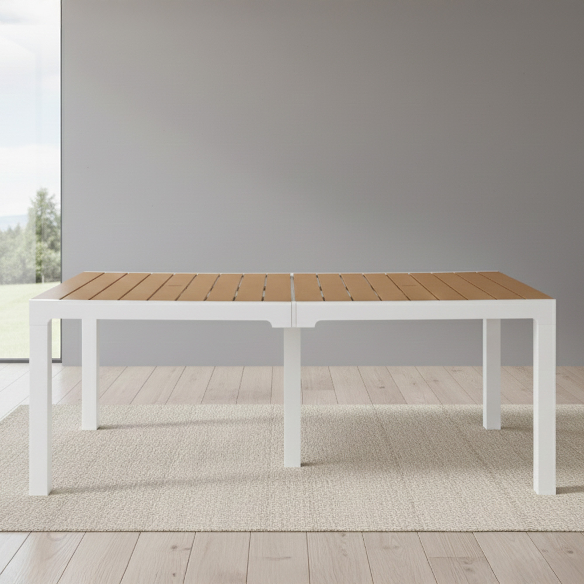 MQ 8-Seat Dining Table - White / Teak Brown – White / Teak Brown