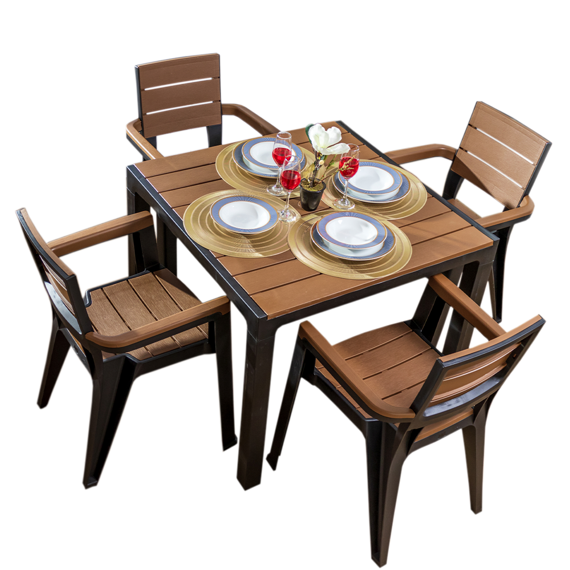 MQ Madeira Collection 4-Seat Table & 4 Arm Chair Set, – Image 24