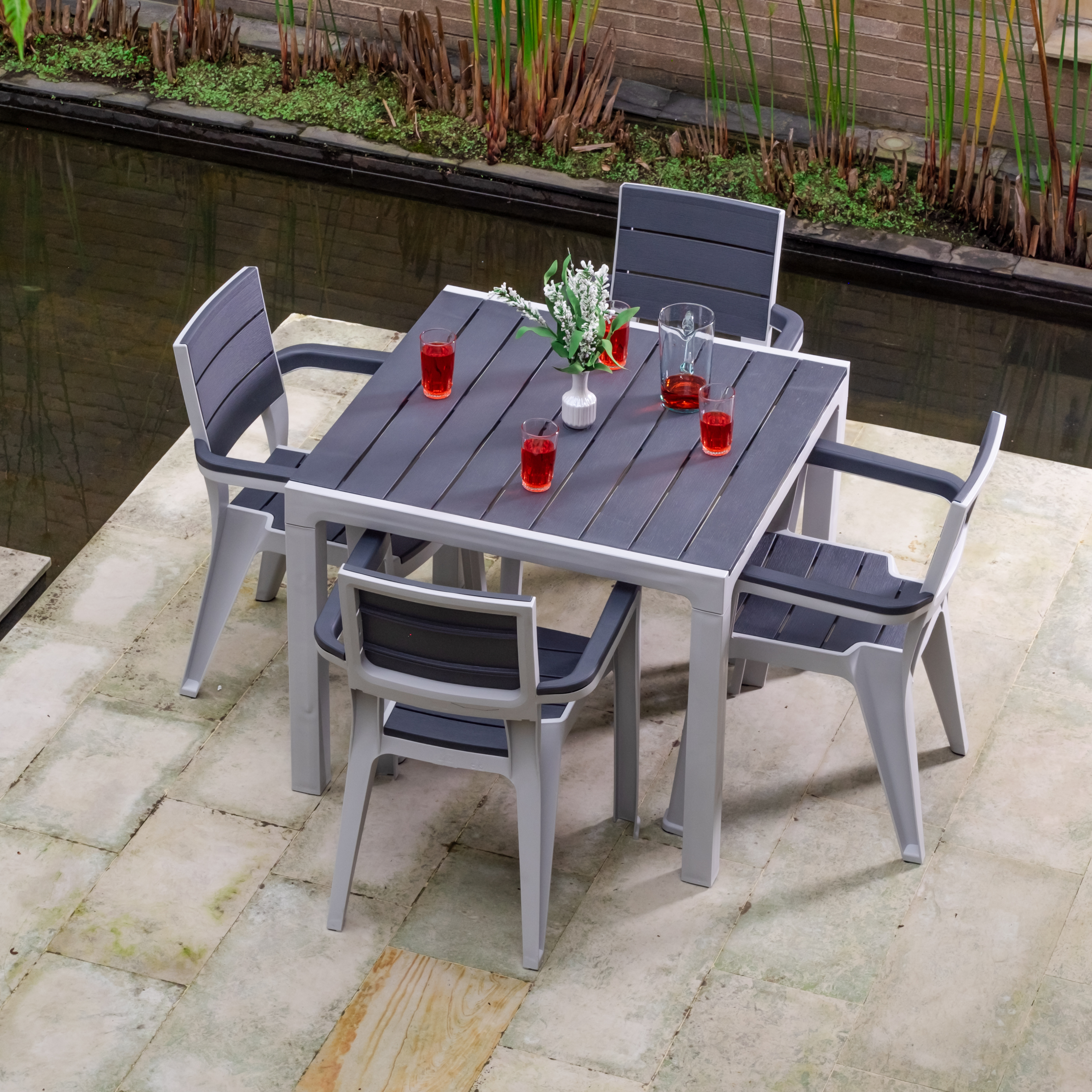 MQ Madeira Collection 4-Seat Table & 4 Arm Chair Set, – Image 14