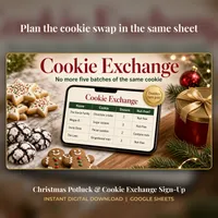 Christmas Potluck & Cookie Exchange Sign-Up | Editable Google Sheets Template with RSVP, Bring a Dish List, Cookie Swap and Gift Swap – Image 3