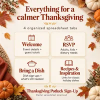 Thanksgiving Potluck Sign-Up | Editable Google Sheets Template with RSVP, Bring a Dish List and Recipes – Image 4