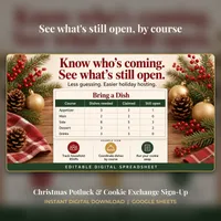 Christmas Potluck & Cookie Exchange Sign-Up | Editable Google Sheets Template with RSVP, Bring a Dish List, Cookie Swap and Gift Swap – Image 2