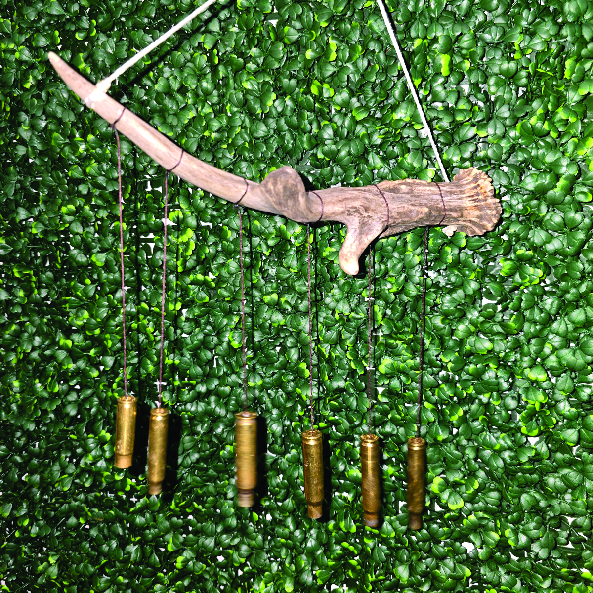 Rustic Deer Antler Wind Chime with Reclaimed Brass Shell Casings – Image 1