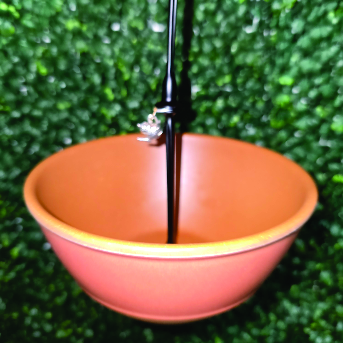 Melamine Terracotta Garden Hanging Bird Feeder with Rain Cover | Tea Time for the Birds™ – Image 2