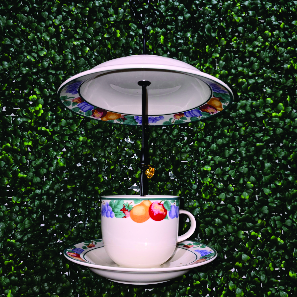Orchard Harvest Hanging Teacup Bird Feeder with Rain Cover | Tea Time for the Birds™ – Image 2