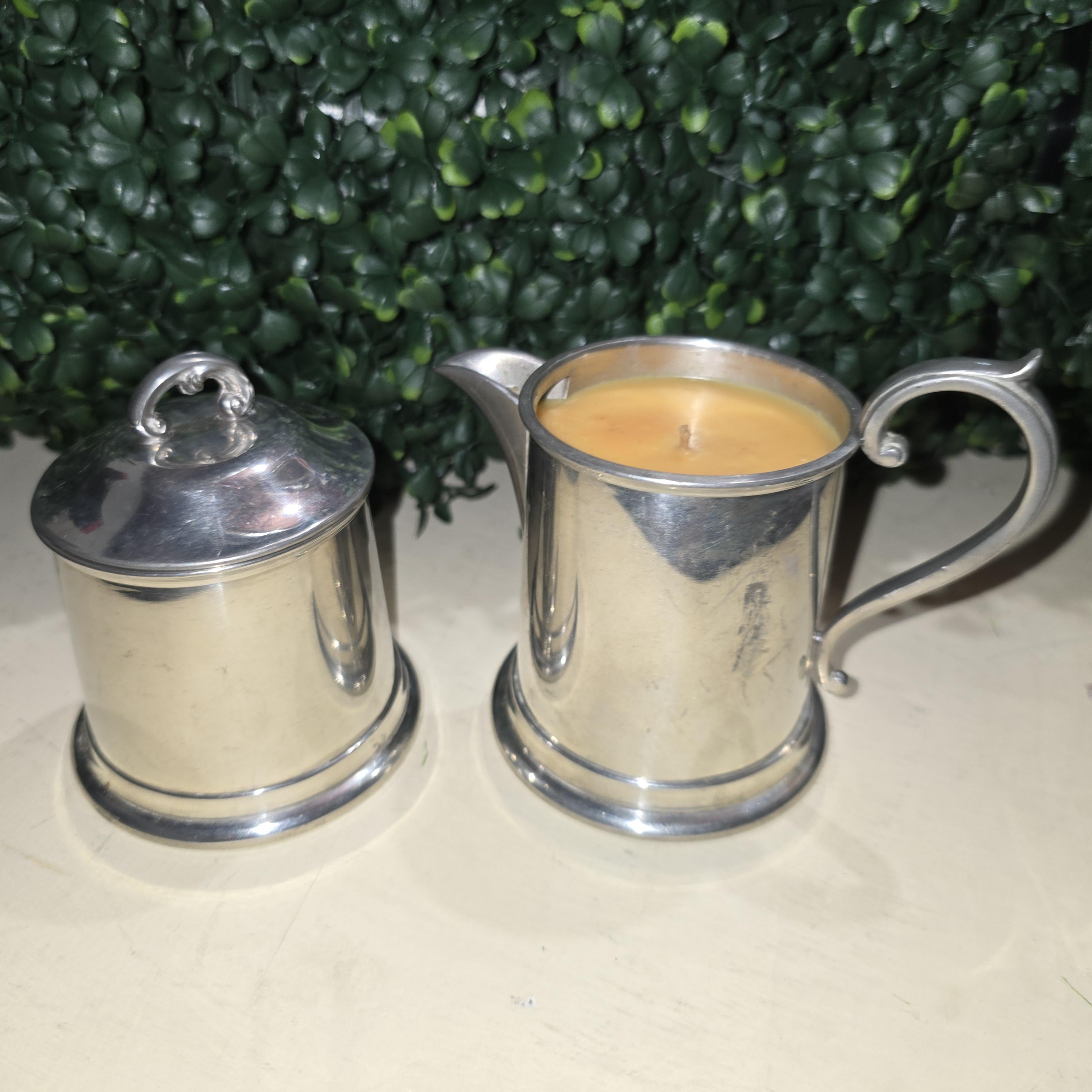 Garden Glow™ Vintage Silver Cream & Sugar Citronella Candle Set – Image 2
