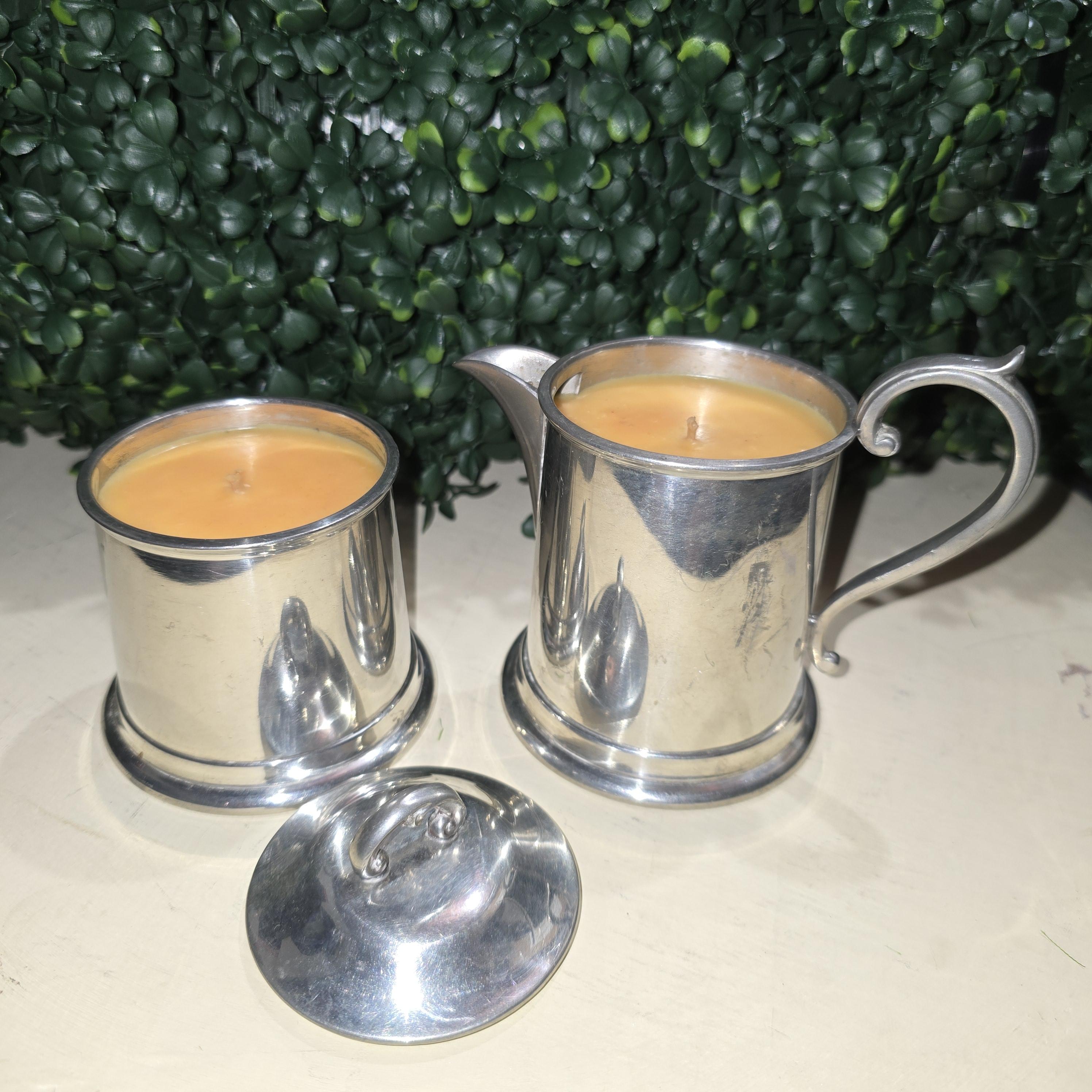 Garden Glow™ Vintage Silver Cream & Sugar Citronella Candle Set – Image 3