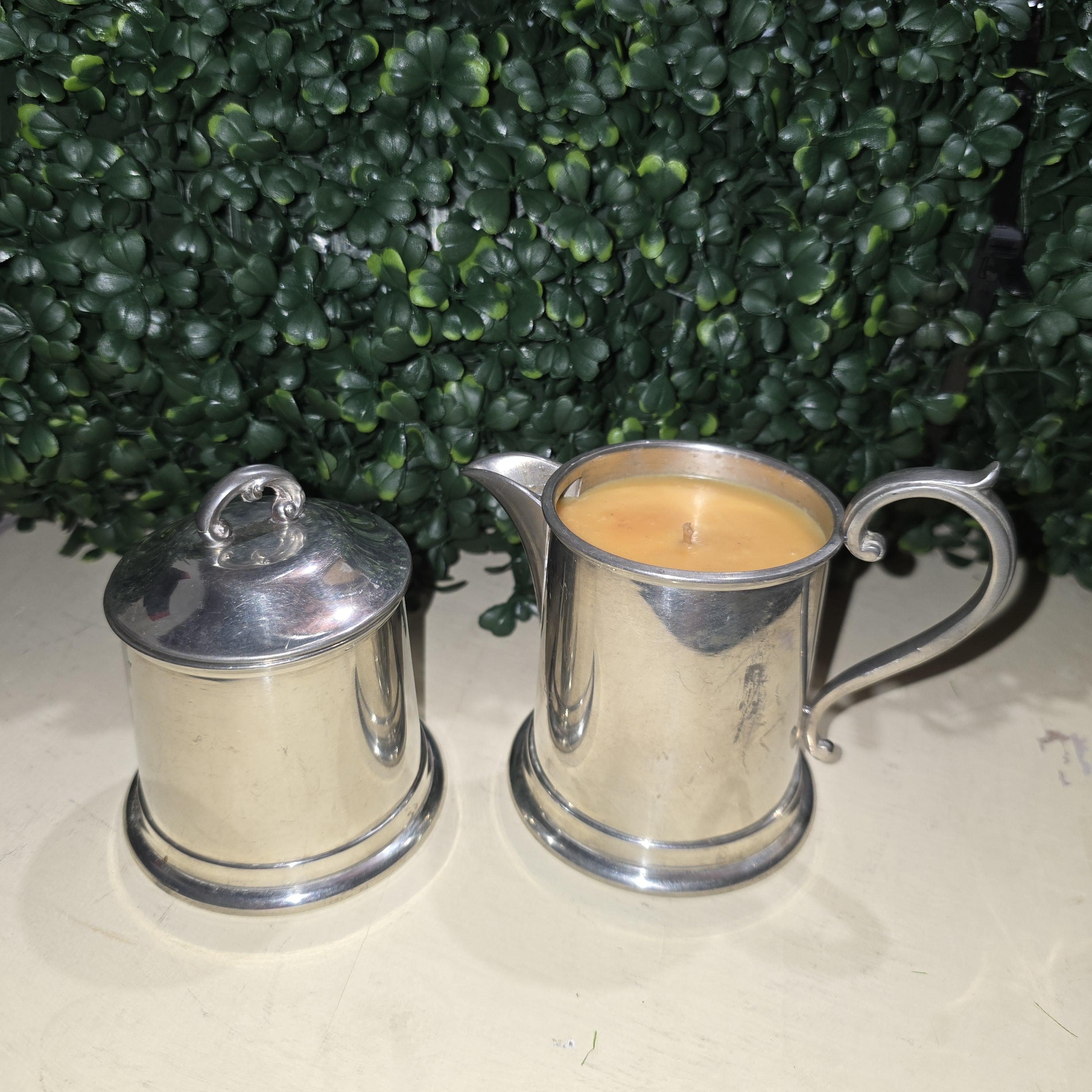 Garden Glow™ Vintage Silver Cream & Sugar Citronella Candle Set – Image 1