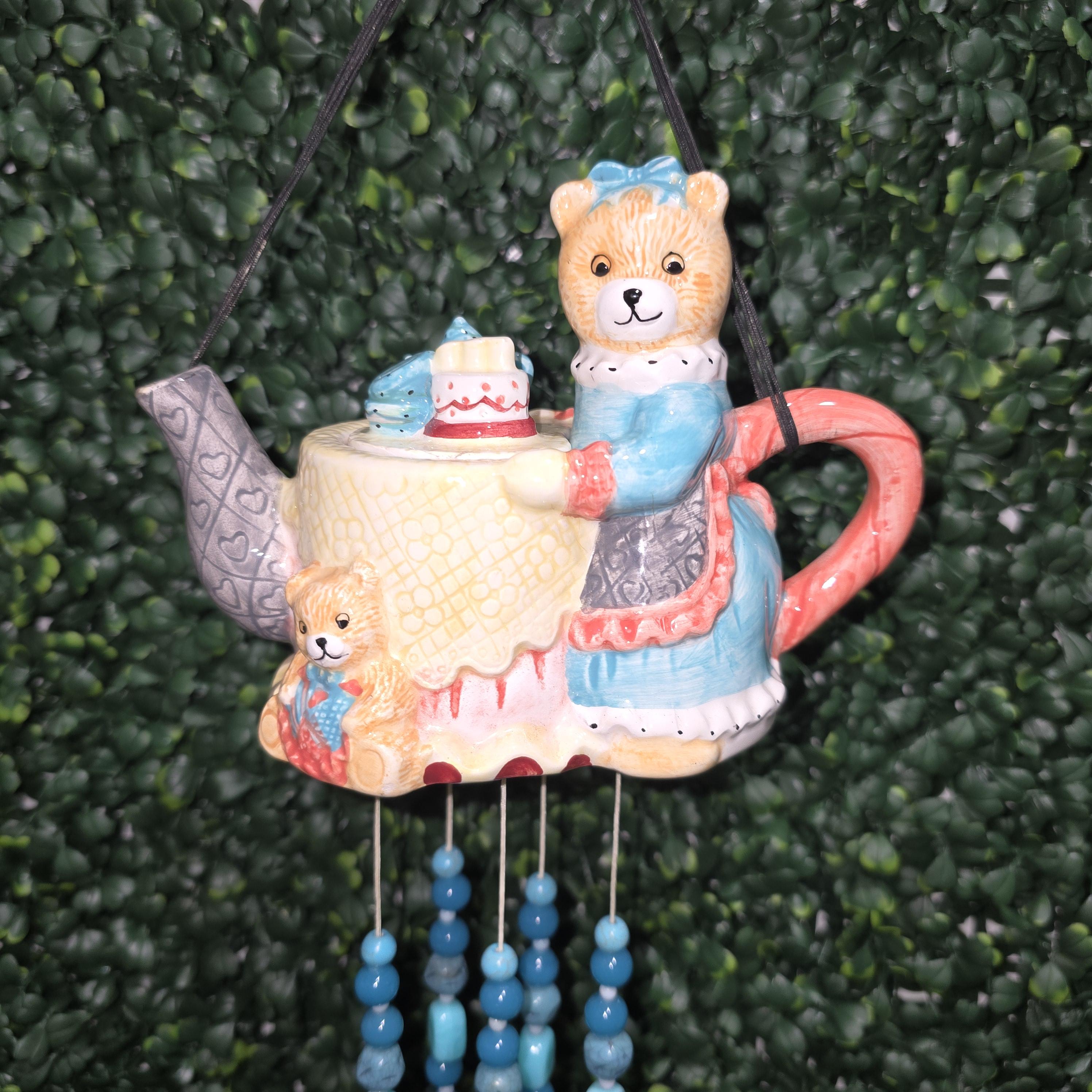 Teddy Bear Tea Time Mini Teapot Wind Chime – Image 2