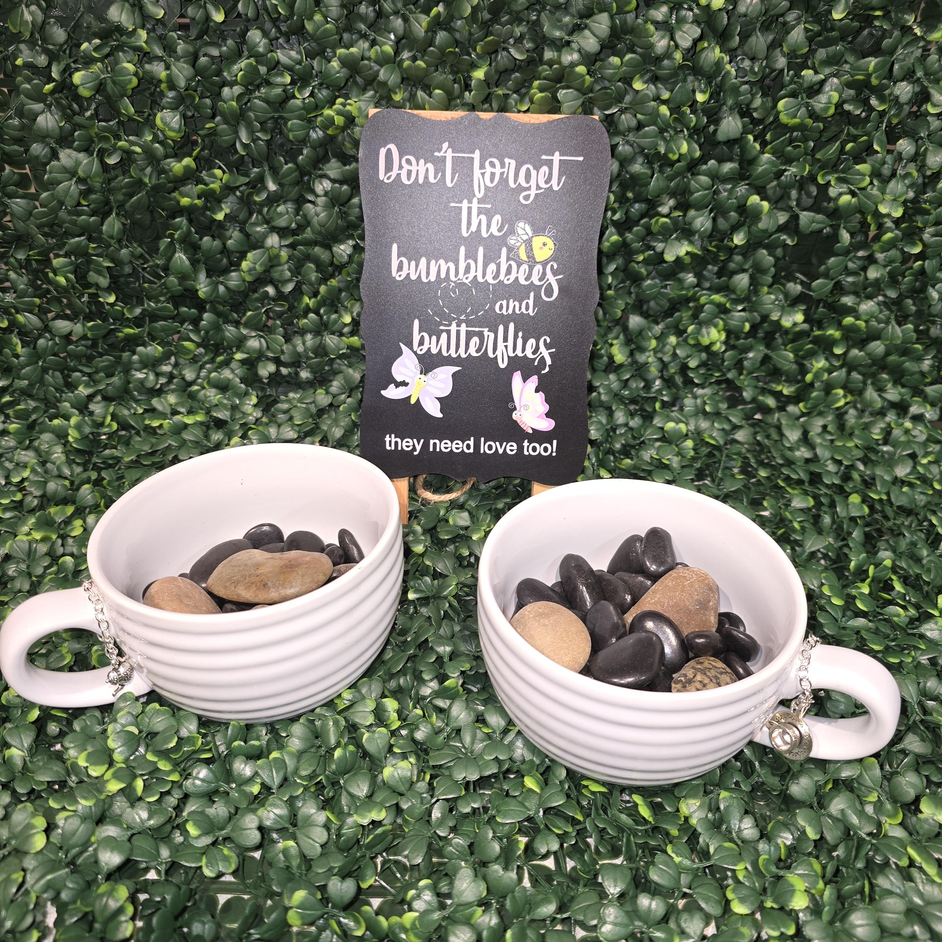 Nature's Sip™ Pollinator Water Bowl Set – Modern White Cup Pair | Handmade Bee & Butterfly Watering Stations – Image 2