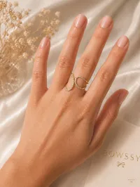  Double Loop Zircon Ring || Anti Tarnish || Stainless Steel || 18K Gold Plated || – Image 1