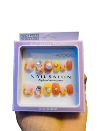 Artisan Hand-Painted Press-On Nails – Golden Bloom