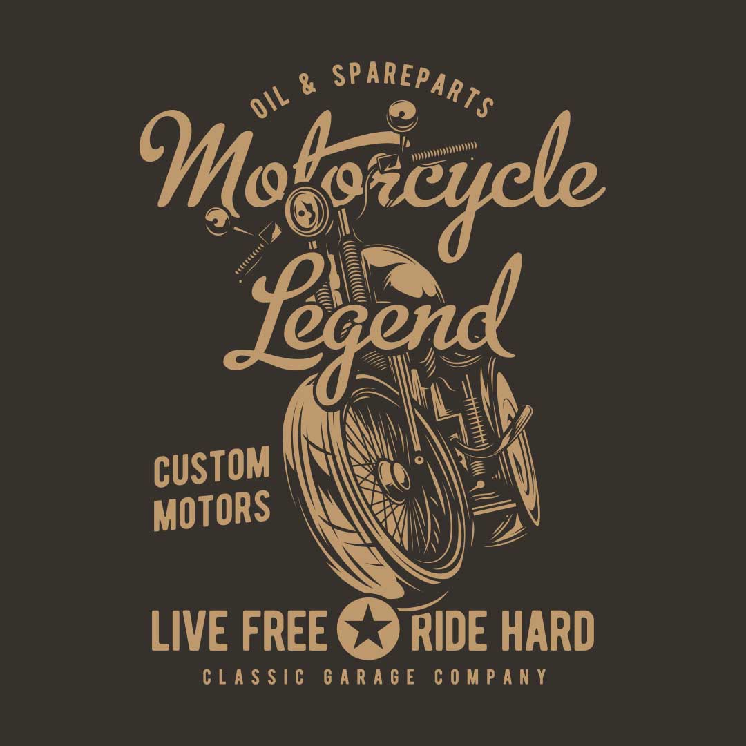 Live Free Ride Hard Classic Garage Motorcycle Graphic Tee – Image 2