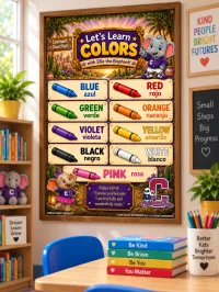 Childcare Cheero Colors in English & Spanish Learning Poster | Starter, Infants Ages 0–11 Months – Image 1
