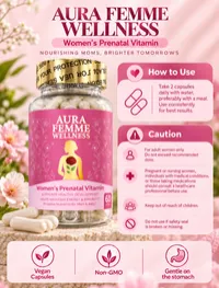 Aura Femme Wellness Women's Prenatal Vitamin (60 caps) – Image 4