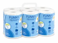 Jumbo-Küchenrolle 2-lagig, 300 Blatt, Zellstoff weiß, 6 Rollen einzeln verpackt mit Tragegriff – Image 1