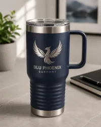 Blue Phoenix Support 20 Oz Tumbler with Handle – Image 1