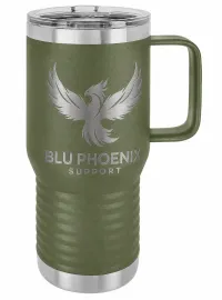 Blue Phoenix Support 20 Oz Tumbler with Handle – Hunter Green
