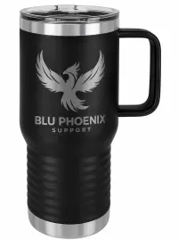 Blue Phoenix Support 20 Oz Tumbler with Handle – Black