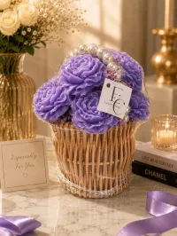 Luxury Floral Decorative Gift Basket – Purple