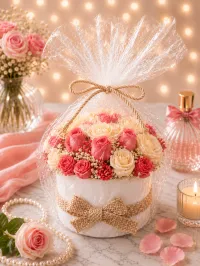 Luxury Soap Flower Box – Elegant Handmade Floral Gift Box – Rose Charm Floral Basket
