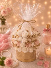 Luxury Soap Flower Box – Elegant Handmade Floral Gift Box – Golden Blush Royale