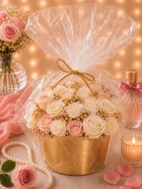 Luxury Soap Flower Box – Elegant Handmade Floral Gift Box – Champagne Rose Elegance