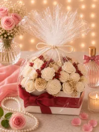 Luxury Soap Flower Box – Elegant Handmade Floral Gift Box – Ruby Rose Keepsake