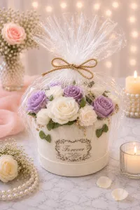 Forever Bloom Soap Flower Box – Lavender Pearl Blossom Box