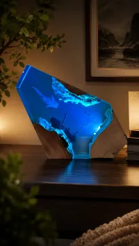 Ocean Depths Resin Lamp – Image 1