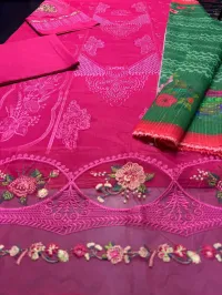 Saira Rizwan 3PC Lawn Suit Pink – Embroidered Summer Collection – Image 2