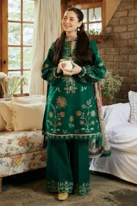 Zara Shahjahan 3PC Lawn Suit Green – Heavy Embroidered – Image 6