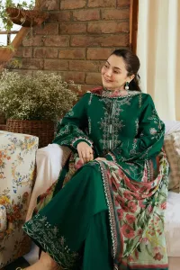 Zara Shahjahan 3PC Lawn Suit Green – Heavy Embroidered – Image 2