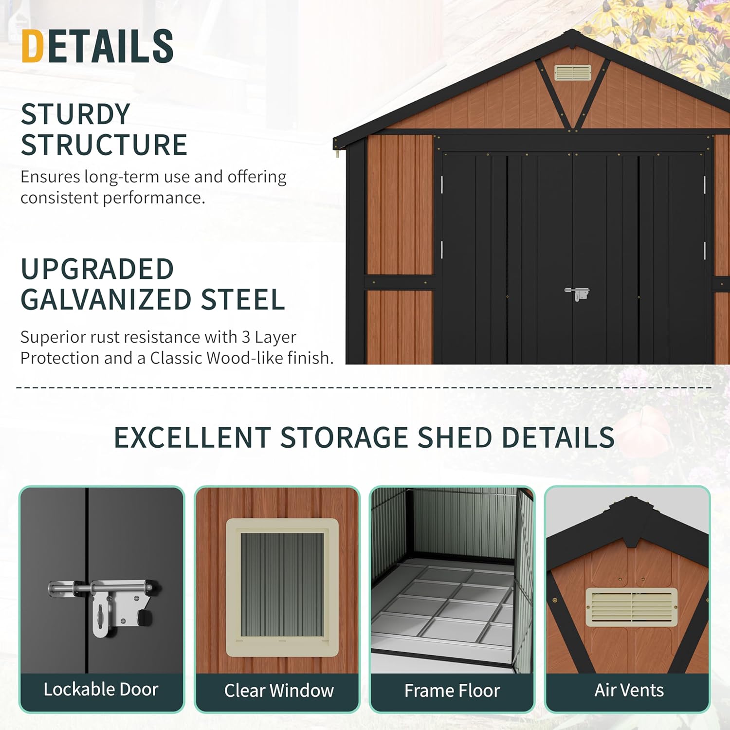 10x12 Pro Metal Storage Shed with Windows – Image 7