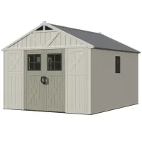 10x12 Vinyl Storage Shed with Skylight, Lockable Door & Windows – Image 1