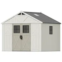 10x8 Vinyl Storage Shed with Skylight & Windows – Image 1
