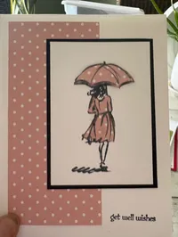 Get Well Greeting Card Pink Umbrella – Image 1