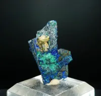 Azurite ps. Chalcostibite with Malachite - Rhar el Anz, Morocco – Image 5