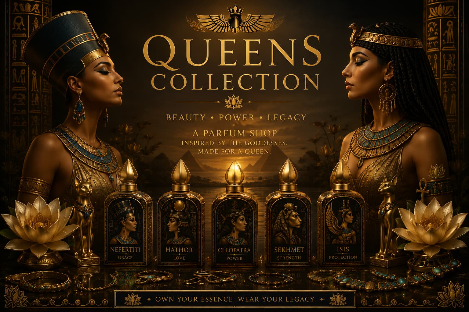 Queens Collection Egyptian Perfume Oil Inspired by Queens and Goddess' and Ancient Egypt – Image 1