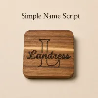 Personalized Wooden Coasters - Set of 4 – Simple Name Script (4)