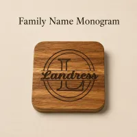 Personalized Wooden Coasters - Set of 4 – Family Name Monogram (4)