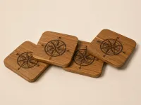 Wooden Coasters - Compass Rose - Set of 4 – Image 1
