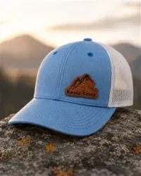 Knots Creek Leather Patch Trucker Hat – Light Blue with White Mesh Back