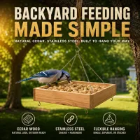 Cedar Hanging Tray Bird Feeder – Image 2