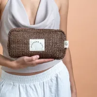 Pochette en paille marron chocolat – Image 2