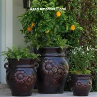 Amphora Large Aged T-10 with Flower  – Image 1