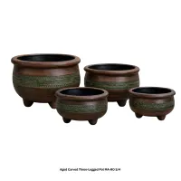 Aged Carved Three-Legged Pot MA-RO S/4  – Image 1