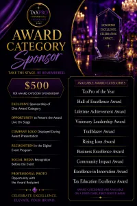 Award Category Sponsor | TaxPro Honors Gala Experience 2027 – Excellence in Innovation Award