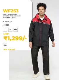 Black & Red Dual Tone Zeel Raincoat – L