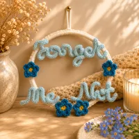 Forget-Me-Not Keepsake Hoop | Personalised Handmade Crochet Wall Decoration – None